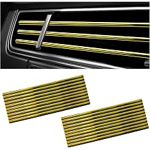 20PCS Car Air Conditioner Decoration Strips, Waterproof Auto Straight Vent Trim Flexible Shiny Decor, Bendable DIY Air Vent Outlet Strip Interior Decoration for Most Vehicles Golden