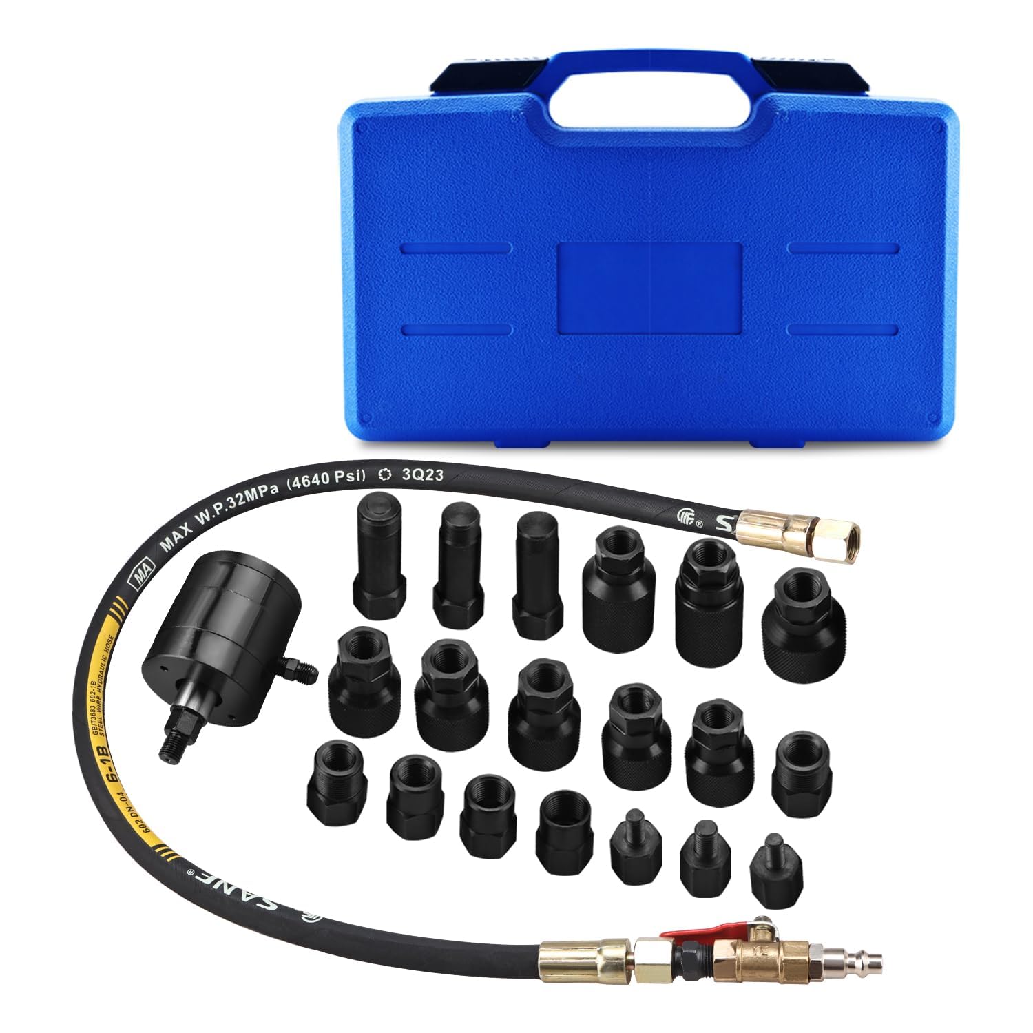 BOOMSTART Extractor de inyectores neumáticos de 21 piezas,Extractor de inyector neumático con adaptador,Herramienta de extractor de inyectores de aire comprimido