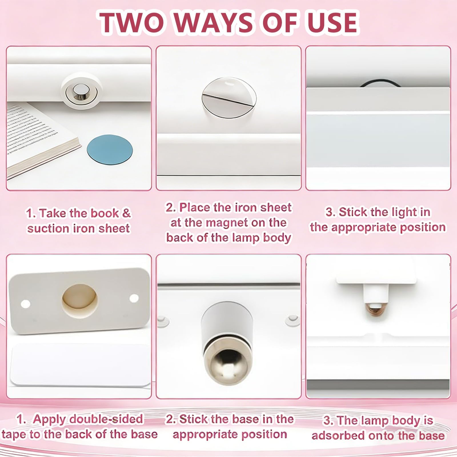 Sin Cable Luces Tocador con 4000mAh, Led Luz Maquillaje Lamparas, 360° Giratorio, Luz LED Adhesiva USB Recargable Magnetica Inalambrica, Luces sin Cables para Baño, Espejo, Interior