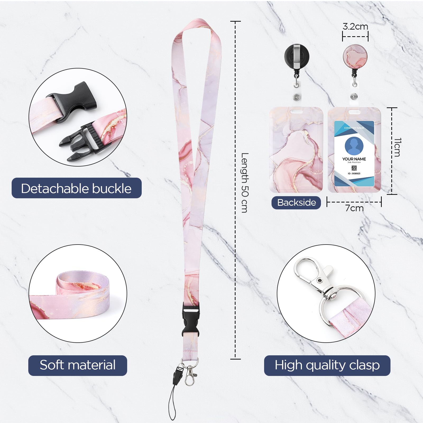 AiQInu ID Card Holder with Strap, Card Holder with Lanyard - Image 4