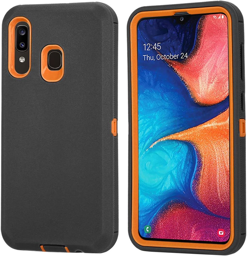 Annymall Galaxy A50 Case,Galaxy A20 Case,Galaxy A30 Case, Heavy Duty [with Kickstand & Built-in Screen Protector] Defender Armor Protective Cover for Samsung Galaxy A20/A30/A50 (Black/Orange)