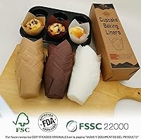 Vista 4 de 200 unidades de forros de tulipán naturales para tazas de hornear, papel pergamino europeo sin blanquear, forros de tulipán para magdalenas