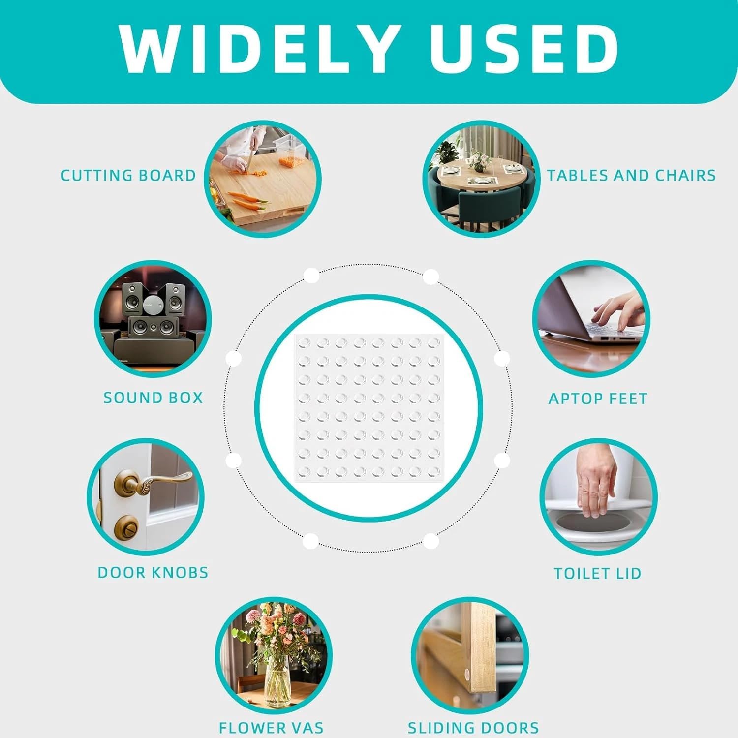 20 Pcs Clear Cutting Board Feet Non Slip, Square Adhesive Rubber Bumper Pads - Rubber Feet for Speakers, Electronics, Furniture, Appliances, Audio Equipment