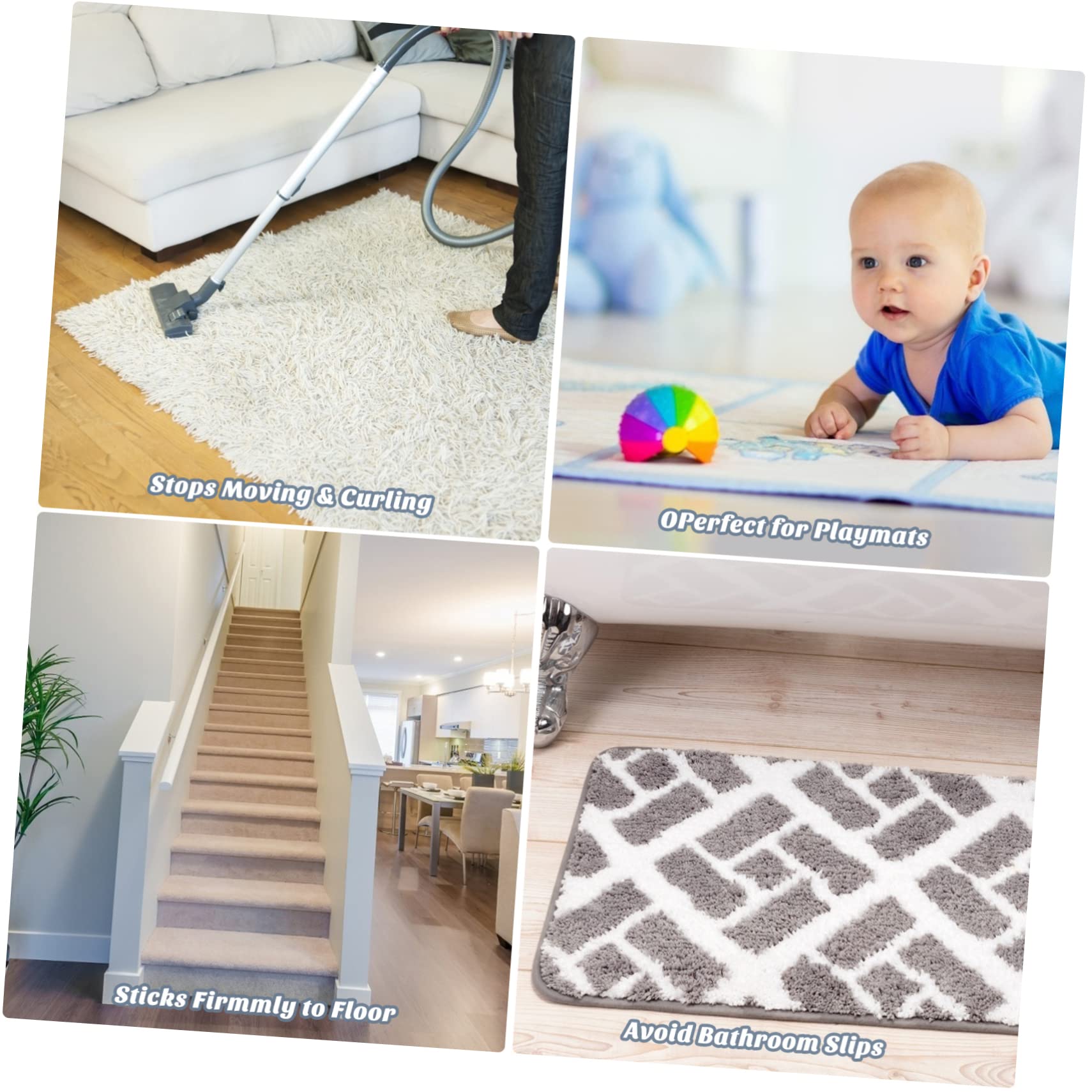 Alipis 16pièces Pads Antidérapants Auto-adhésifs pour Tapis Grippers pour Sols Durs Faciles à Installer Et Réutilisables