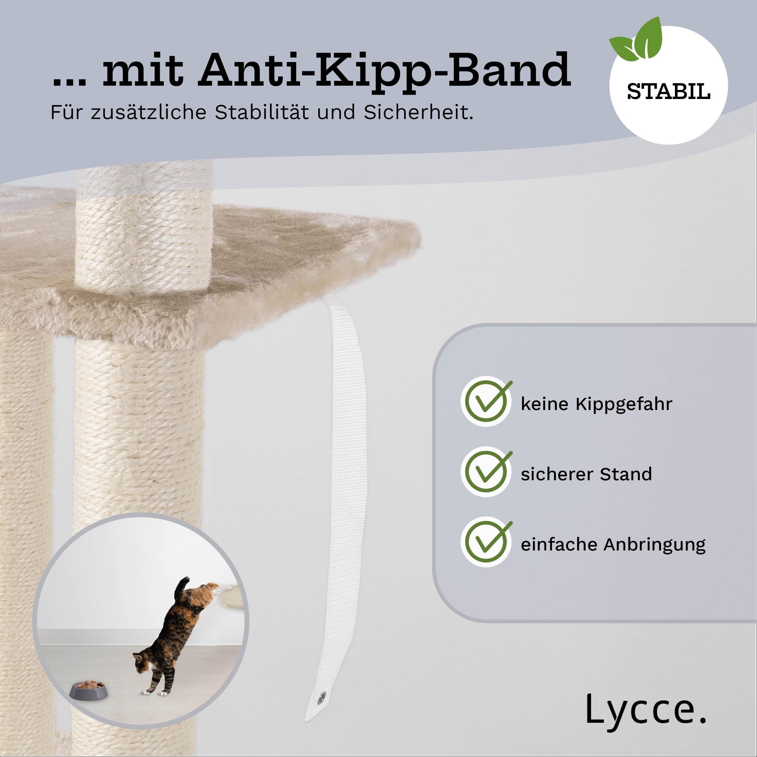 Lycce Katzenbaum Tower Kratzbaum deckenhoch Sisal Plüsch beige 230-260cm