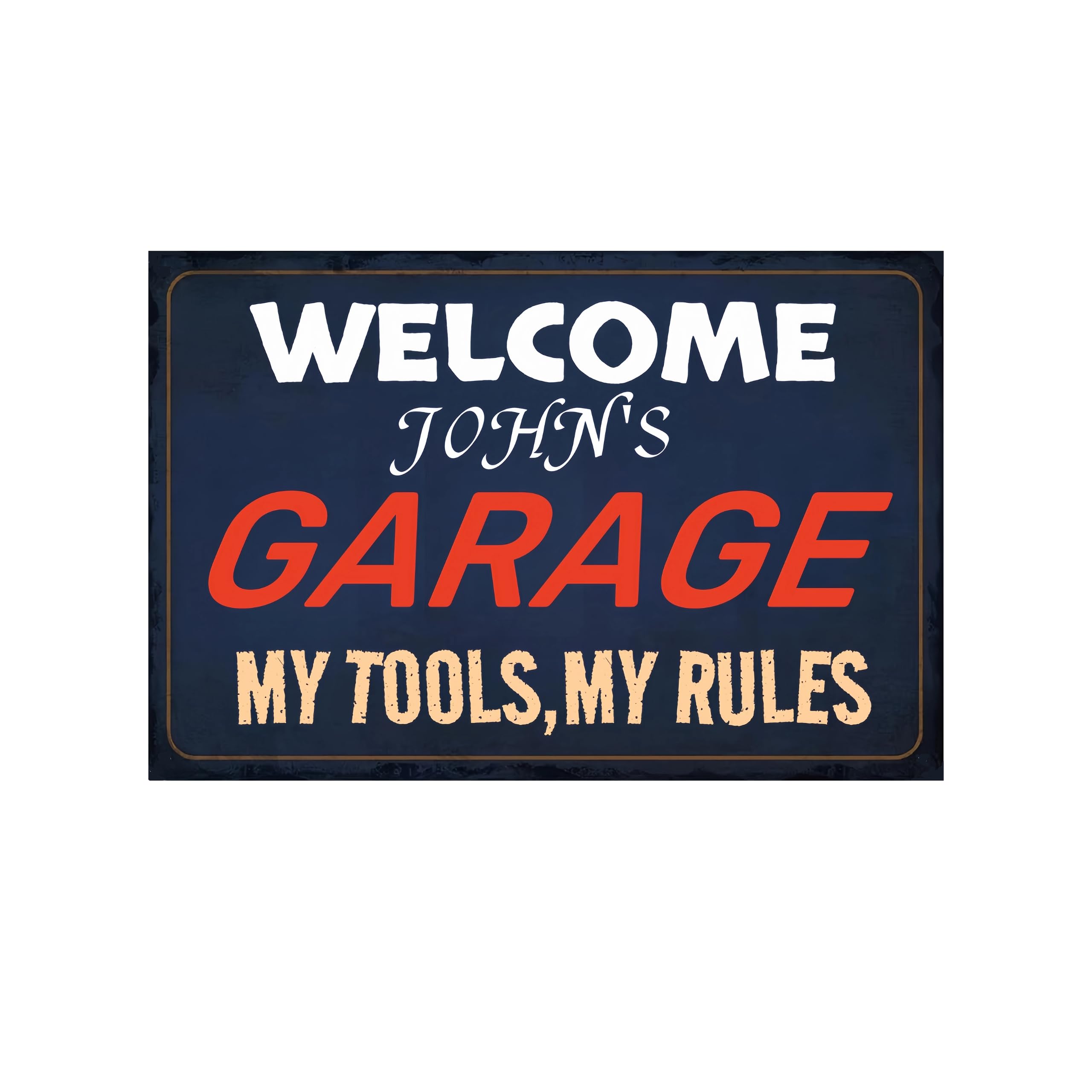 Custom vintage metal tin plaque with customizable lettering, patterns, and logos - 12x8 inches,