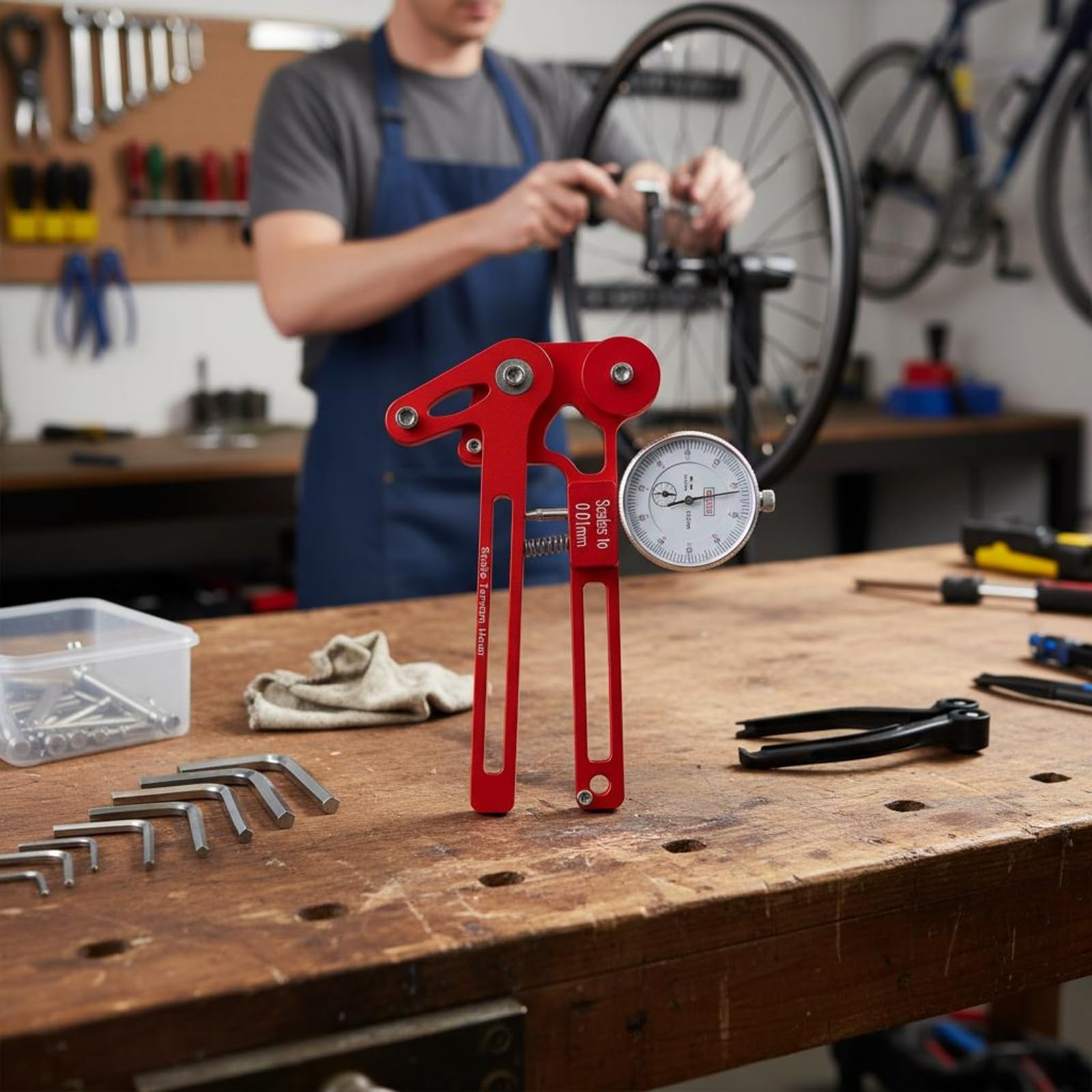 Fahrradspeichenspannungsmesser Speichenspannungsprüfer Radzentrierung Fahrradreparaturausrüstung Zyklus Speichenmesser Aluminiumlegierung, Color to 1, Mechanische Uhr