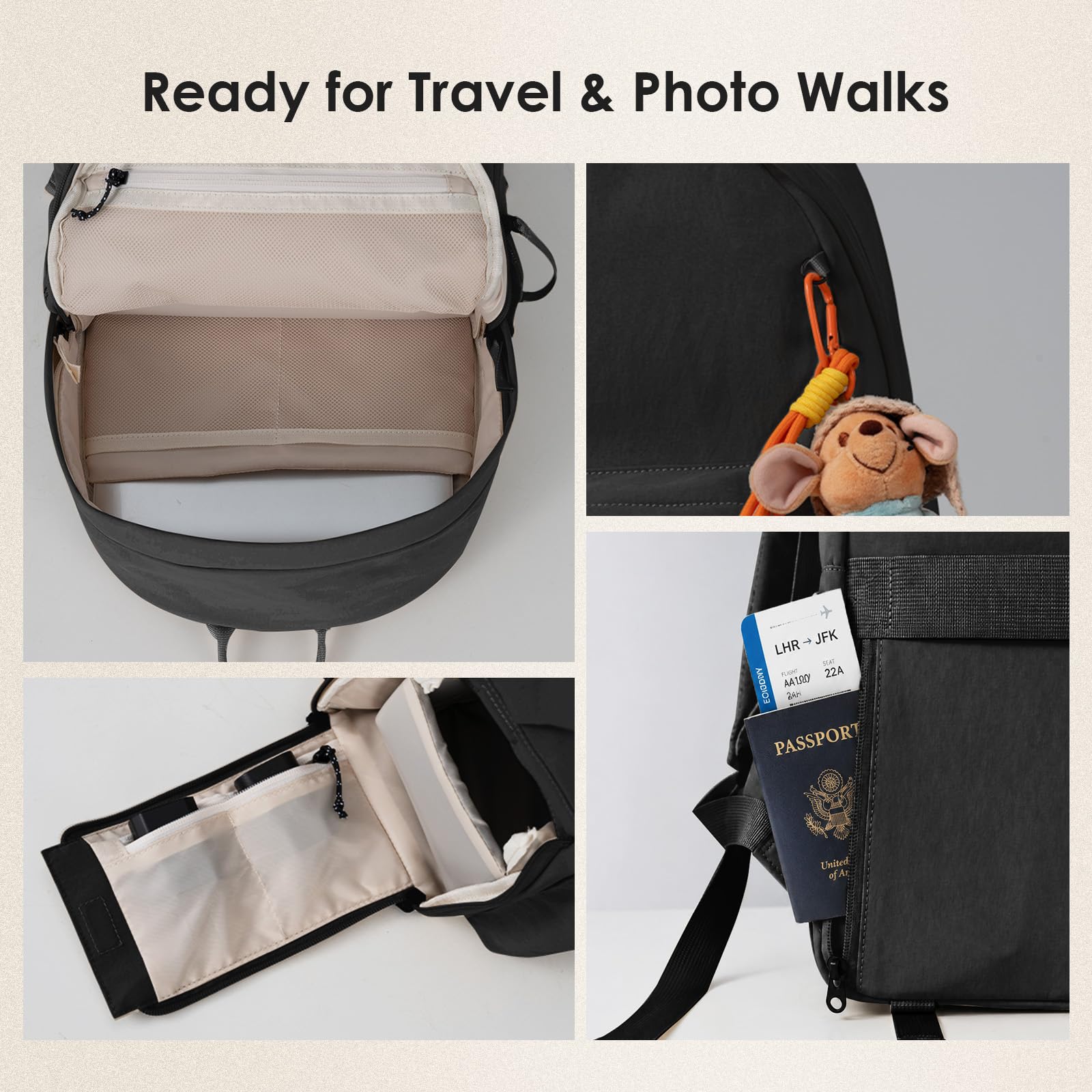 TARION Zaino Fotografico Borsa Fotografica: Zaino Fotocamera per Tutti i Giorni Casuale Leggra con Scomparto per Laptop da 14 pollici per Fotografia Reflex ONCE IT 15 (Nero)