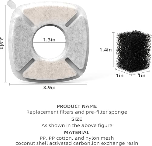 Miniatura 8 de Paquete de 4 filtros de base de agua para gatos compatibles con dispensador automático de mascotas de 679513585 onzas, filtro de fuente de triple