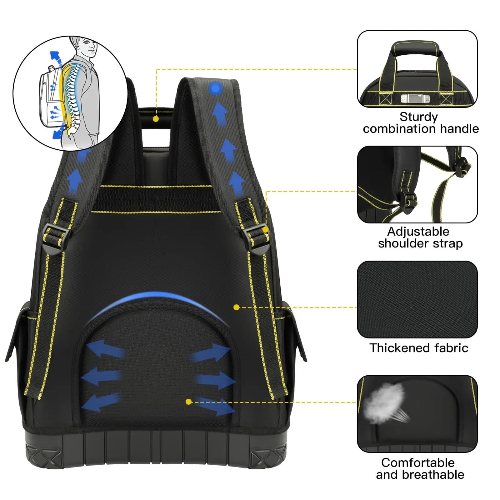 Organizador Herramientas Mochila para herramientas, resistente, impermeable, organizador para electricista, portátil, bolsa completa para guardar herramientas
