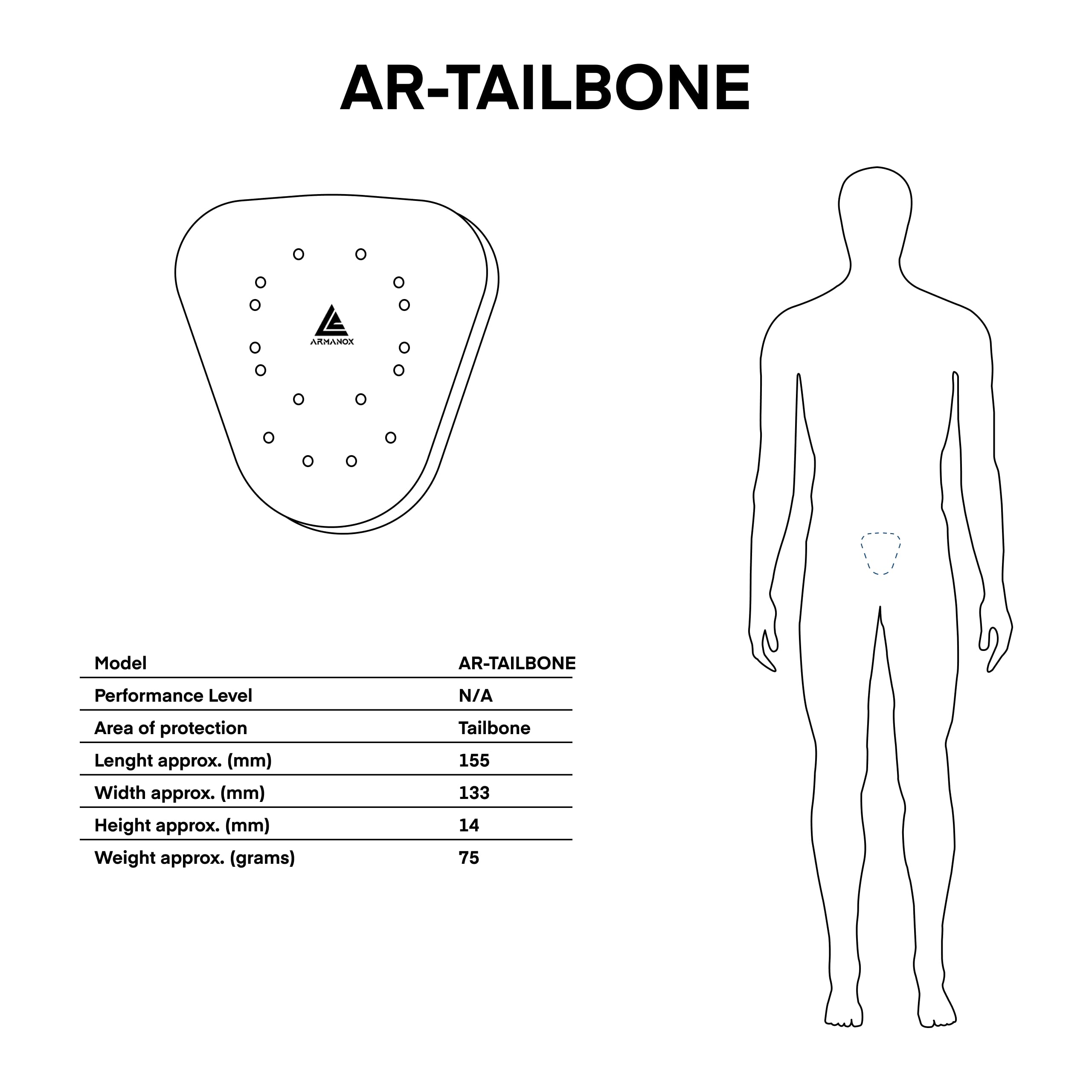 OZONE MOTO Armanox Tailbone Ochraniacz kości ogonowej do spodni motocyklowych | W spodniach motocyklowych wymagane są kieszenie na ochraniacze
