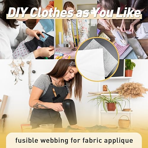 Miniatura 7 de Stitch Witchery - 20 hojas, 8 x 12 pulgadas, cinta fusible para aplicaciones de tela, interfaz fusible de peso medio, tela de unión fusible de