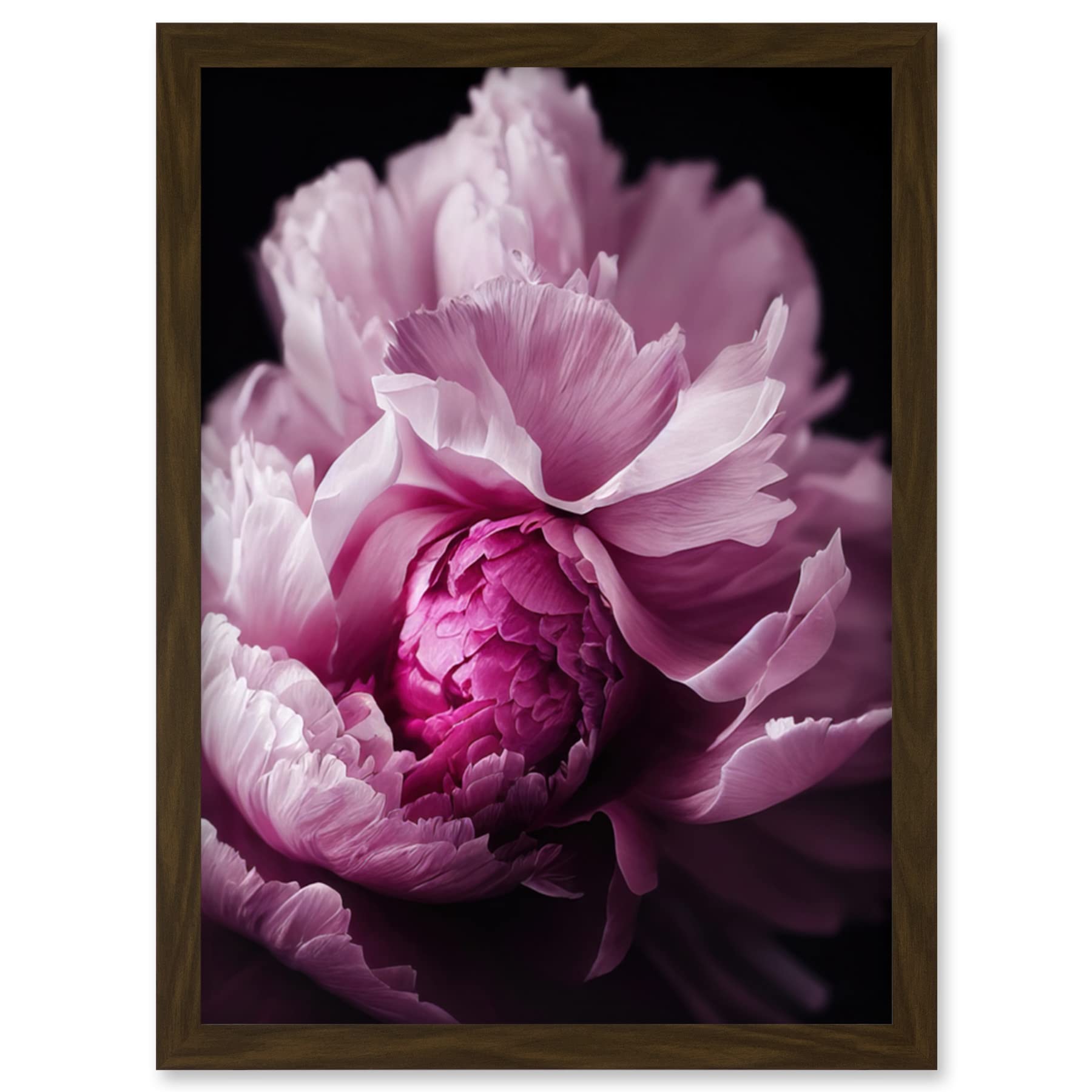 Doppelganger33 LTD Pink Peony Blooming Petals Macro Photograph Artwork Framed Wall Art Print A4