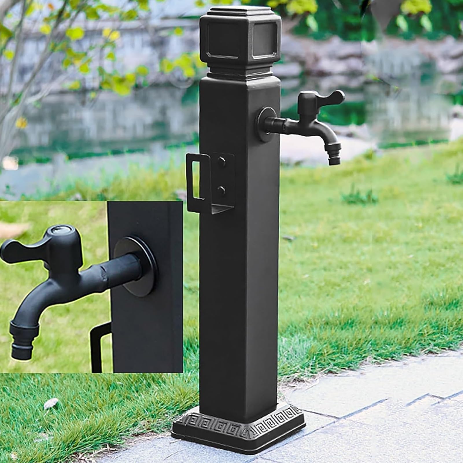 BHGFYXBS Stainless Steel Garden Water Column, 37.4In Vertical Hose Extender For Lawn Care, Outdoor Watering Tool, Black Water Dispenser Hydrant,Black a-95CM/37.4IN