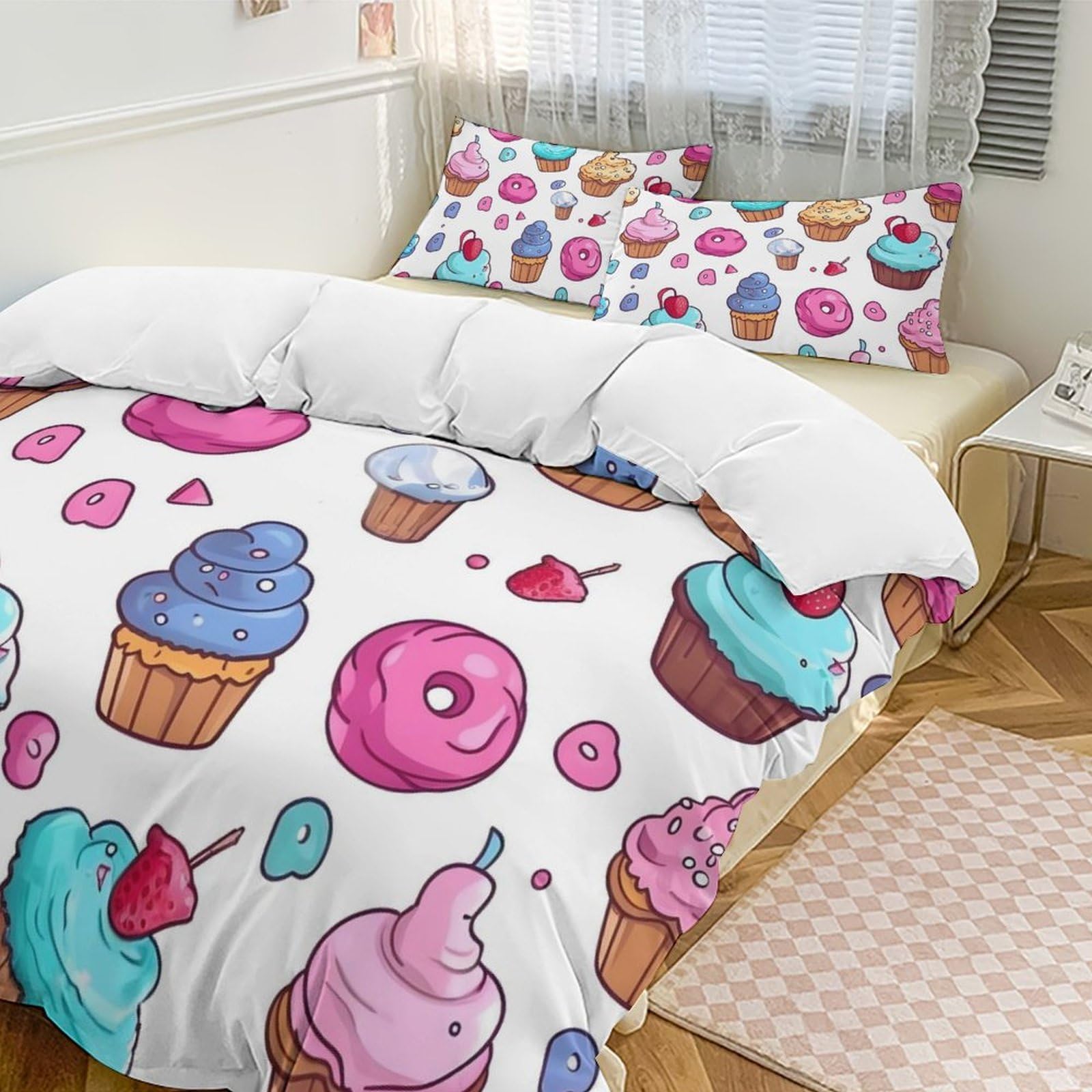 Housse de couette cupcake 229x229 finie la couette qui glisse