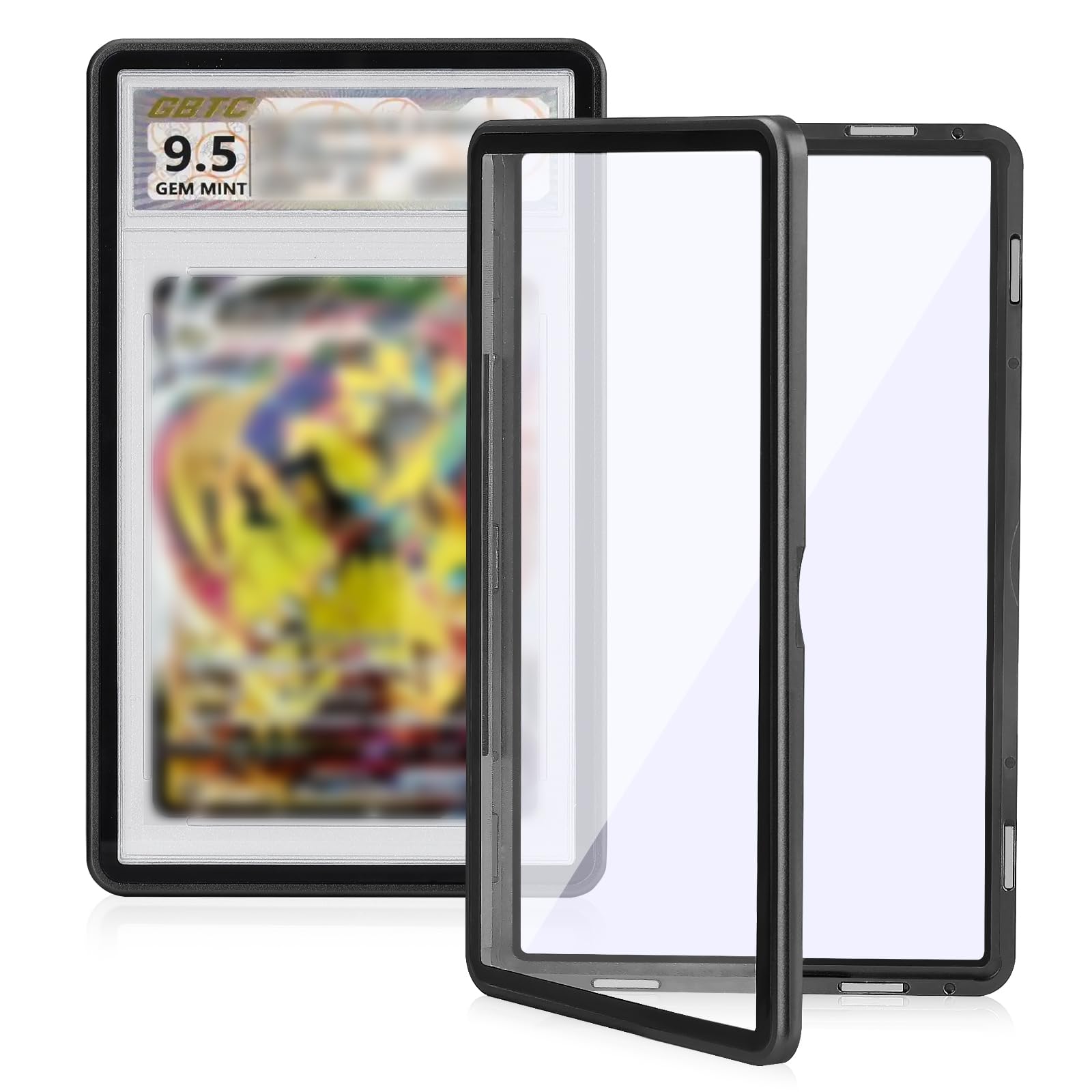 Magnetic Graded Card Case, Premium Aluminum Alloy Protector with 9-Point Lock, Personalized Slab Bumper for 35PT PSA/CSG, Drop-Tested & UV Resistant, Ideal for Display & Long-Term Storage (Black)