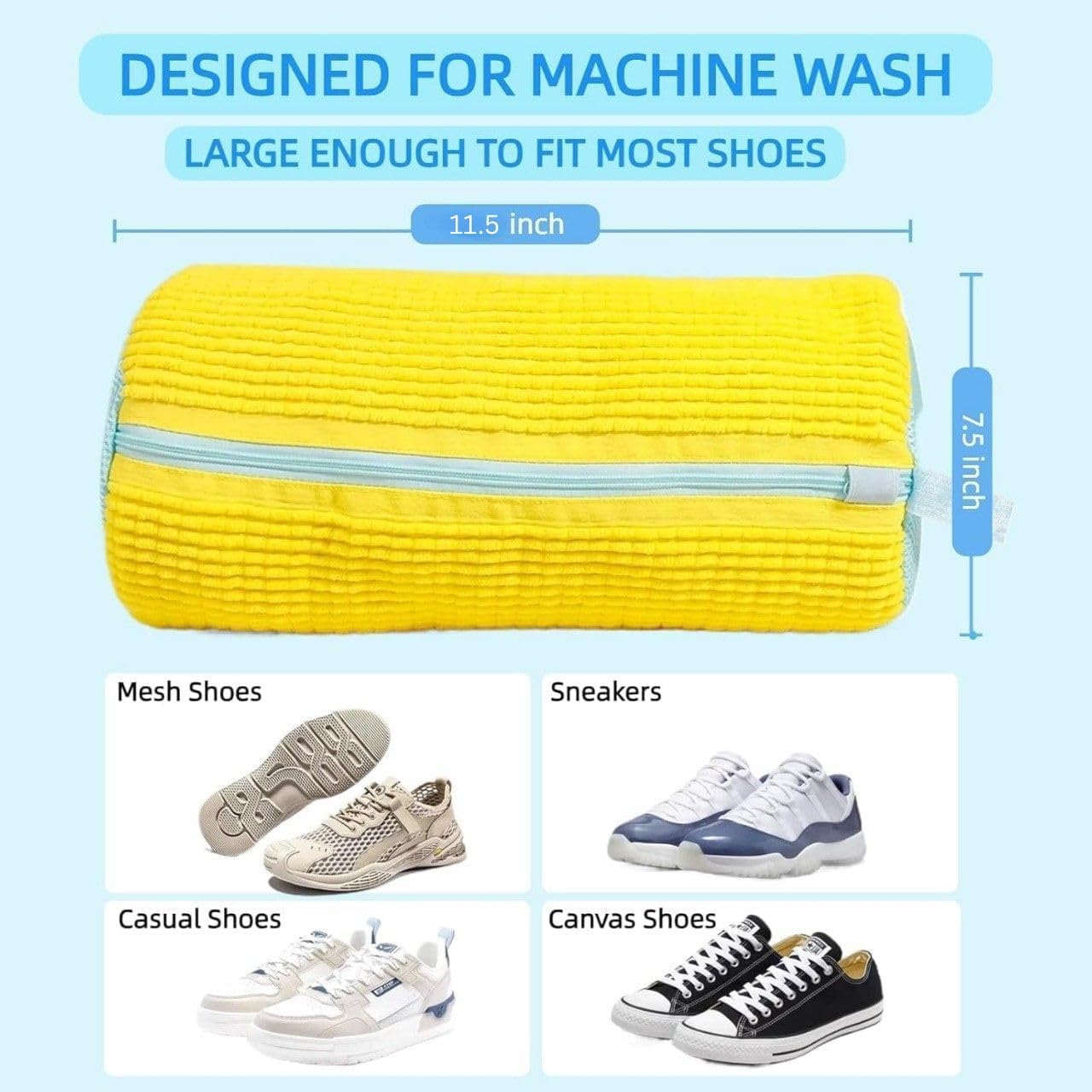 ATIRAMANIYA® Shoe Washing Machine Bag Laundry Shoe Bag for Washer & Dryer, Reusable with Durable Zipper for Sneakers & Delicates 360° Deep Cleaning Washable Laundry Organizer Bag