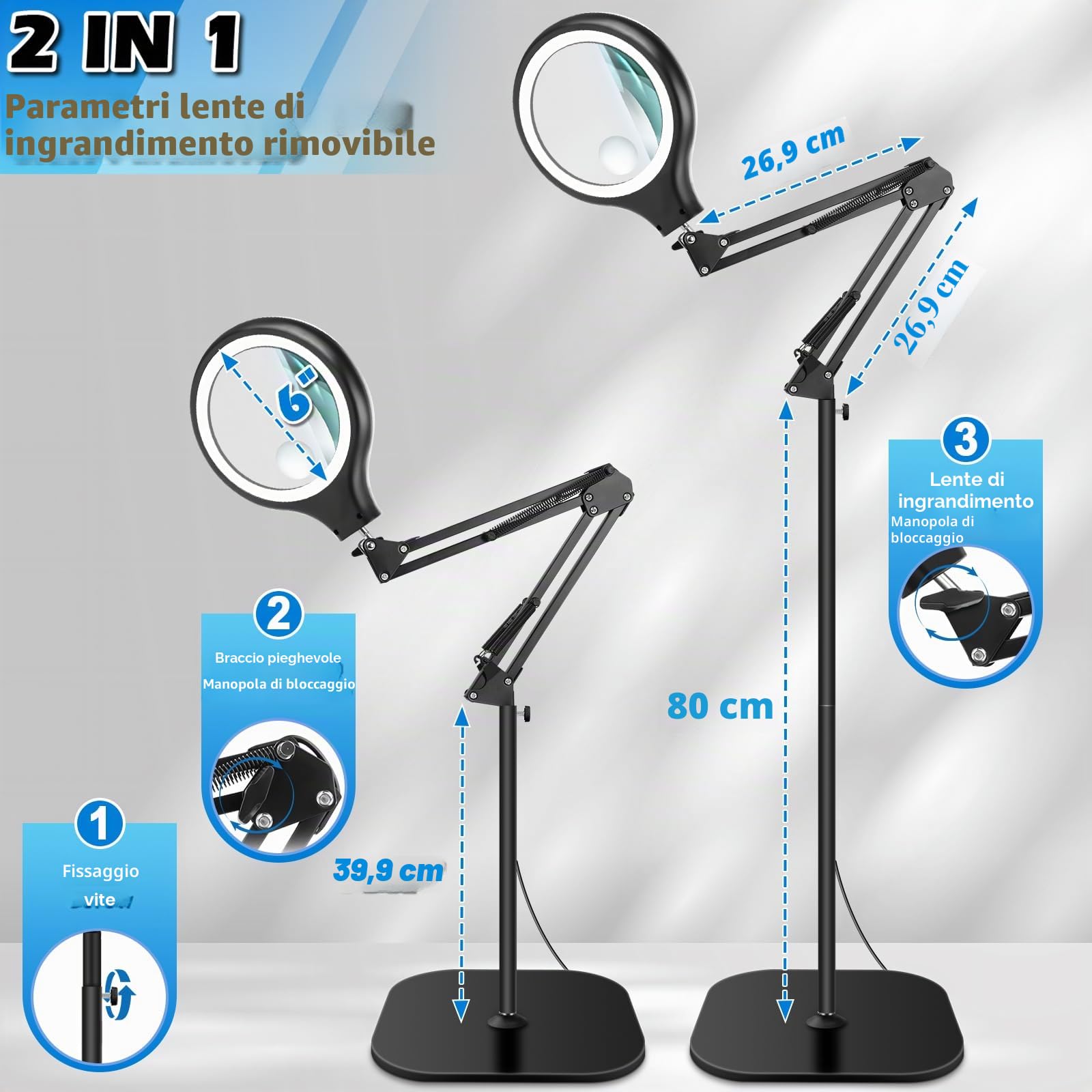 NZQXJXZ 30X 10X Lente Ingrandimento con Luce e Supporto
