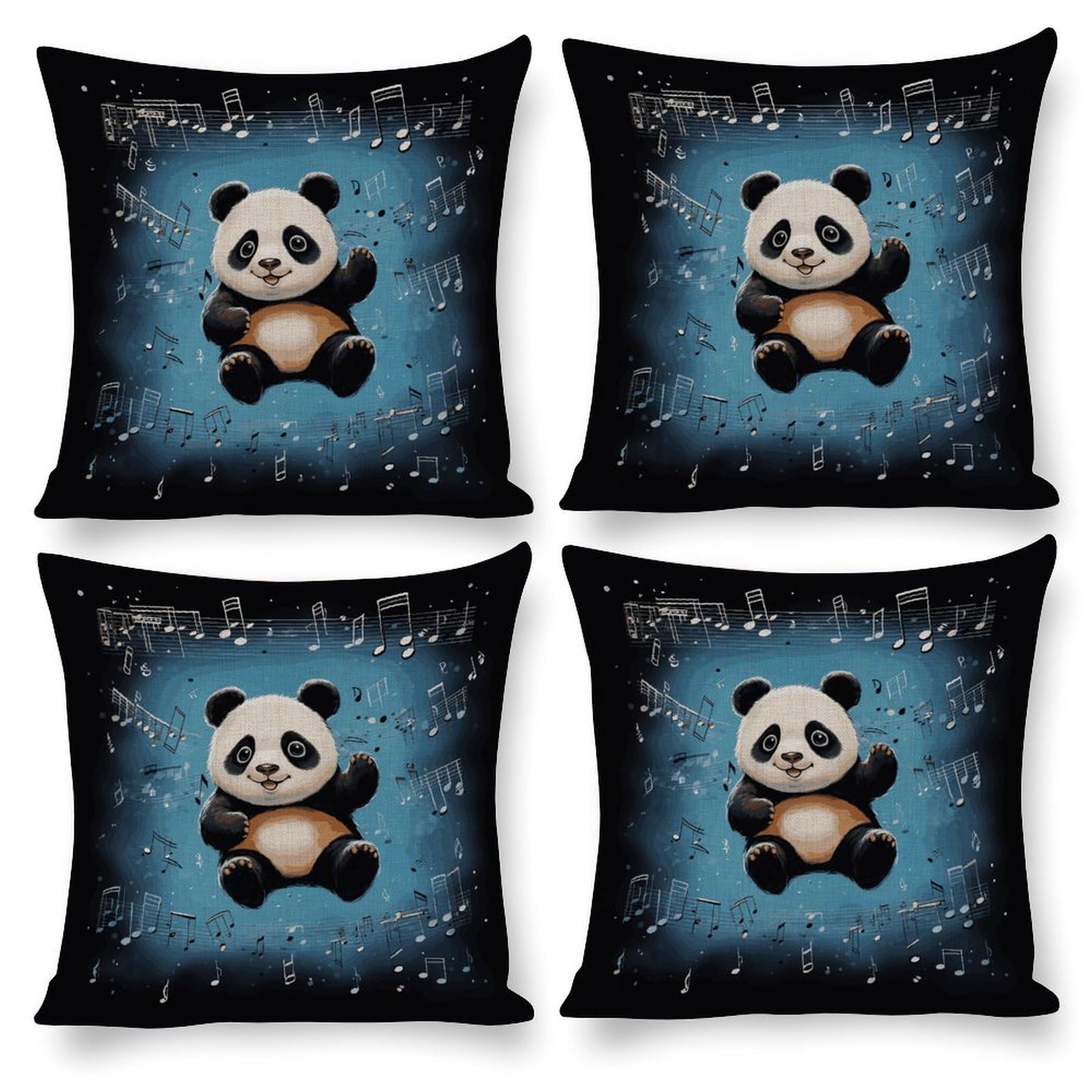 Housse de coussin panda pour une déco de salon musicale et originale