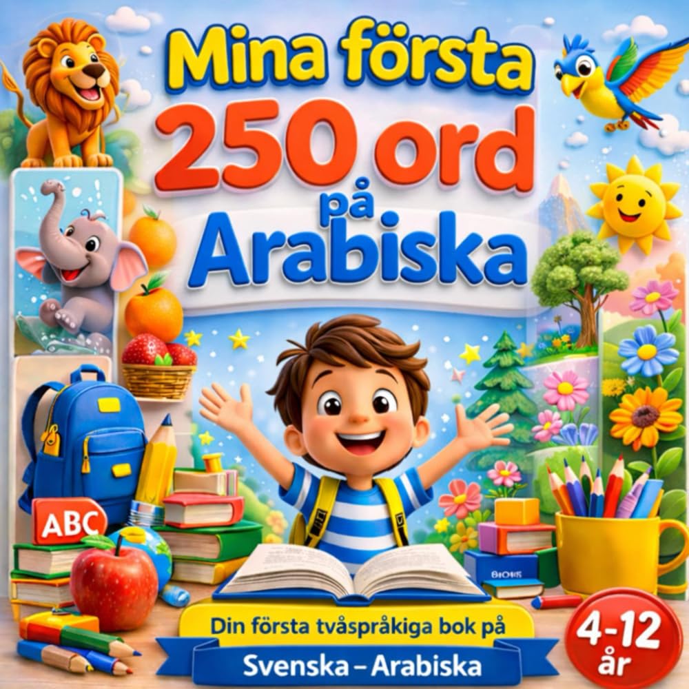 Mina första 250 ord på Arabiska: Illustrerad tvåspråkig ordbok svenska–arabiska för barn och nybörjare – 250 grundläggande ord för att lära sig arabiska enkelt.