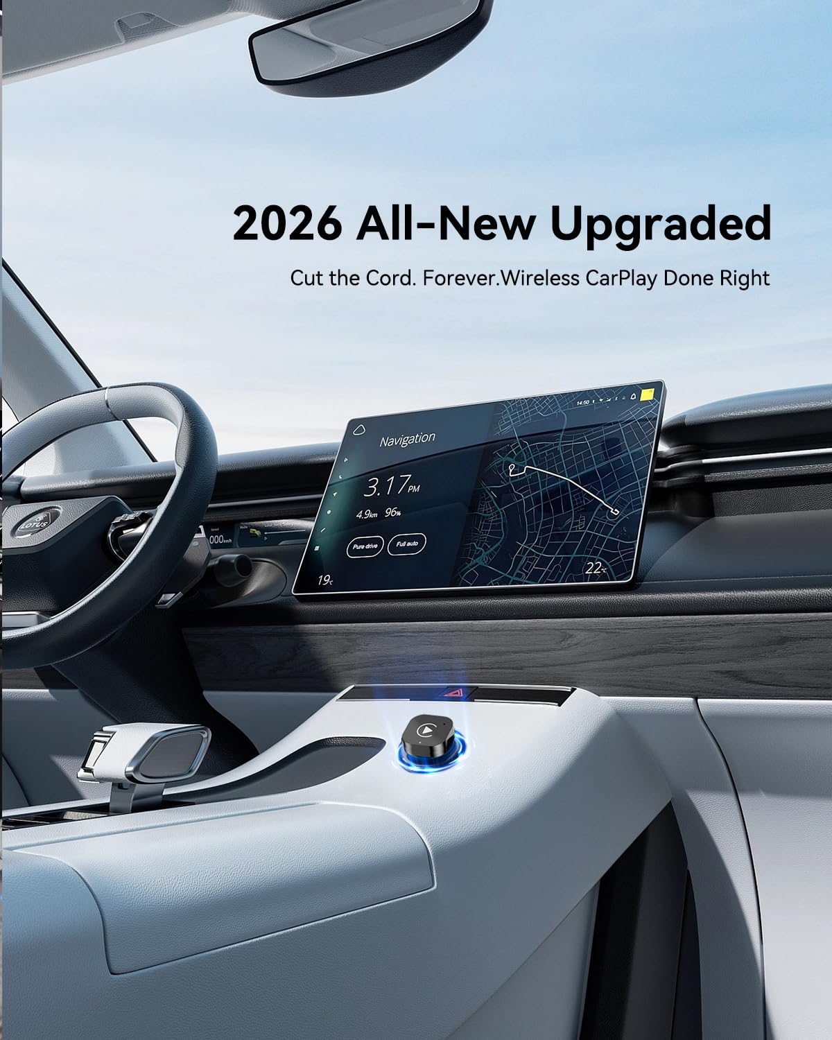 Spedal 2026 bezprzewodowy adapter CarPlay i Android Auto (złącze USB), klucz sprzętowy 2 w 1, WiFi 6 i BT 5.4, Plug & Play, stabilny i bez opóźnień, do pojazdów z systemami przewodowymi