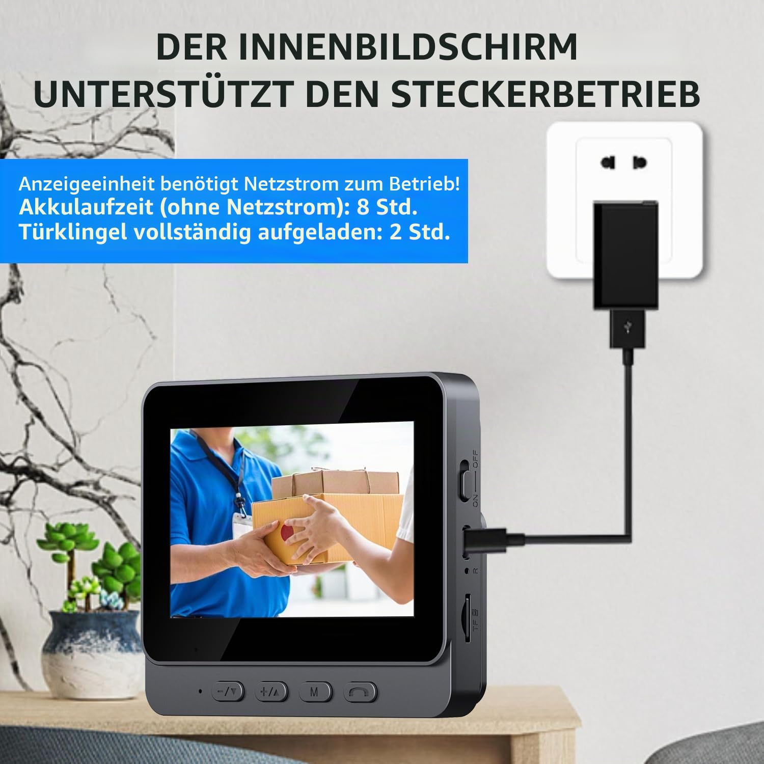 KEPEAK Video Türklingel mit Kamera – Türklingel Funk 4,3 Zoll Farbdisplay, 70° Weitwinkel, Nachtsicht, Zwei-Wege-Audio, 800mAh Akku – Kabellose Funkklingel ohne App & WLAN, einfache Montage