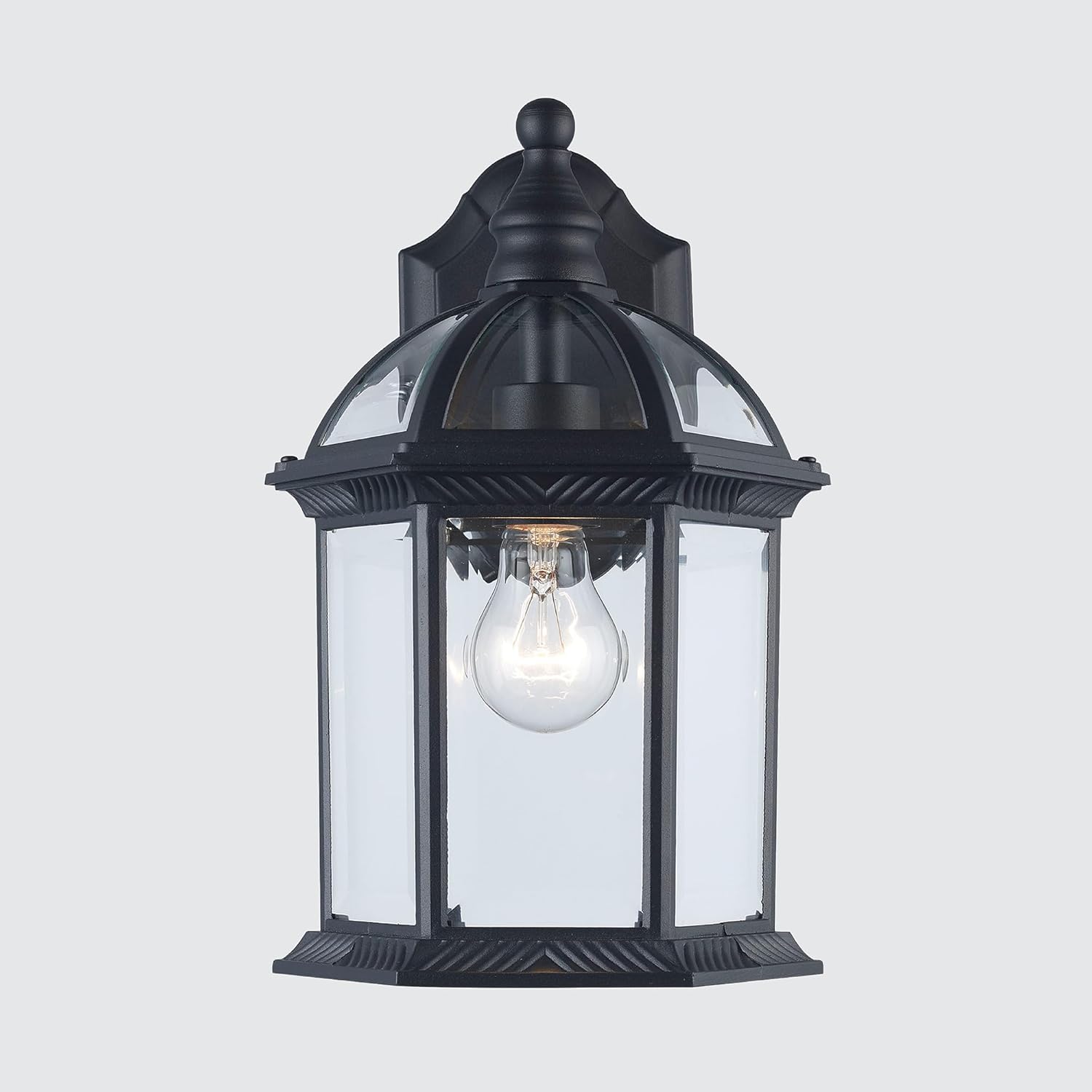 Asher Hamilton 12 Inch Outdoor Wall Light | Satin Black Finish with Glass Shade | Durable Metal Construction | Uses 1 E-26 Lightbulb | Dimmable Outdoor Wall Sconce | Perfect for Patios, Porches, etc.