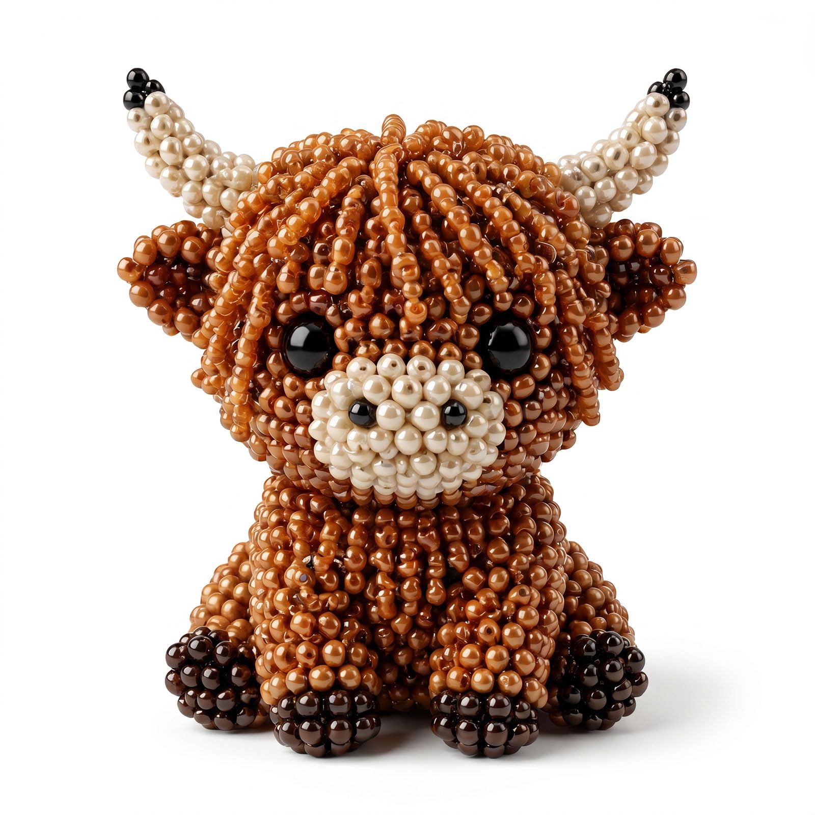 Tuieert DIY 3D Beaded Animal Kit, Highland Cow Craft Kits for Adults, Complete Bead Animal Making Kit with Beads, Fishing Line, Scissors & Instructions, Creative Handmade Craft Gift (Highland Cow)