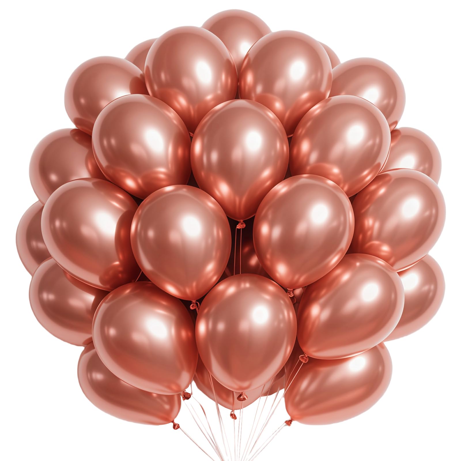 Rose Gold Balloons, 100 Pcs 10 Inch Metallic Rose Gold Balloons Thick Latex Balloon for Wedding Engagement Baby Shower Bridal Birthday Anniversary Party Decorations Supplies