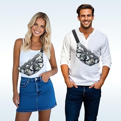 Miniatura 77 de Entchin Riñonera para mujeres y hombres, bolsa cruzada con 4 bolsillos con cremallera, bolsa de cintura ajustable, uno de los regalos esenciales