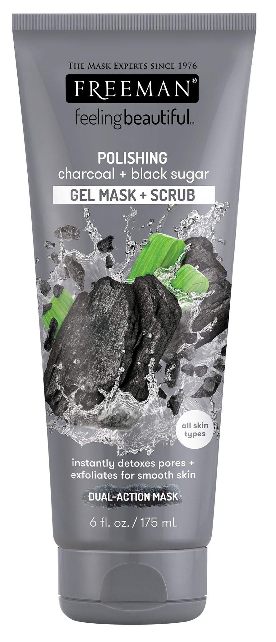 FreemanPolishing Charcoal & Black Sugar gel mask + scrub