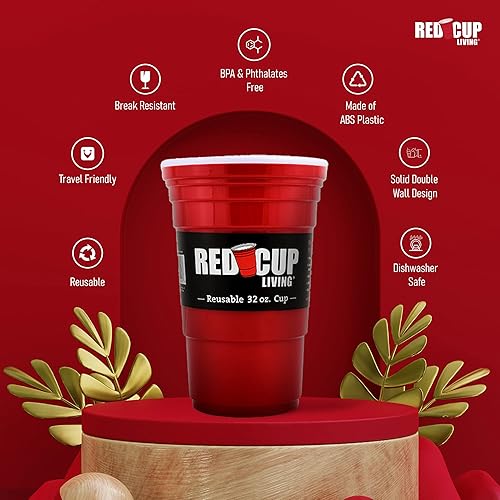 Miniatura 2 de Vasos de 32 onzas  Taza roja reutilizable para fiesta, vaso y vaso  Vasos de fiesta ideales para niños y adultos  Suministros reutilizables para