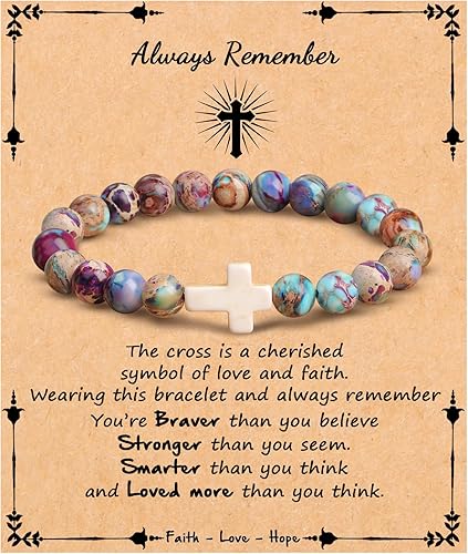 JoycuFF Christian Gifts,Cross Braceletsfor WomenGirls, Faith Religious Easter Catholic Christian Jewelry, Meaningful Baptism Communion Confirmation