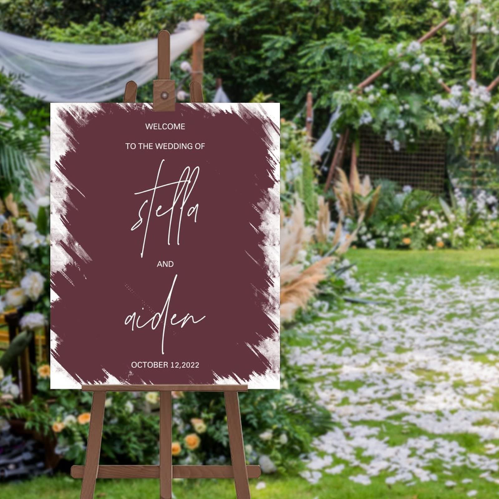 Panneau bienvenue mariage à personnaliser pour une réception en plein air