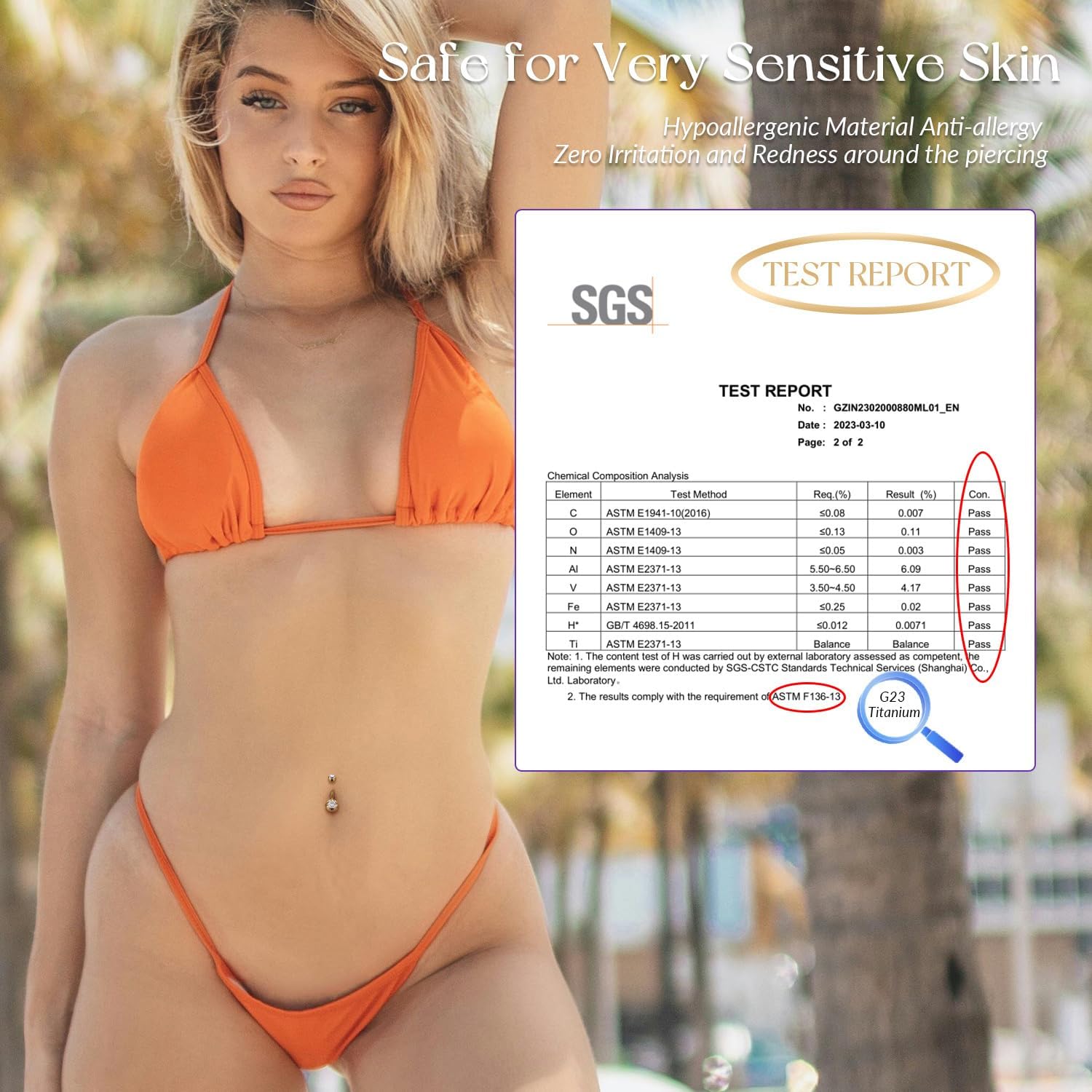 GAGABODY G23 Titanium Navel Rings Belly Rings 14G Belly Button Rings 3/8 inch 10mm Belly Piercing Belly Button Double Sparkle CZ Navel Barbell Navel Piercing Ring - Image 3