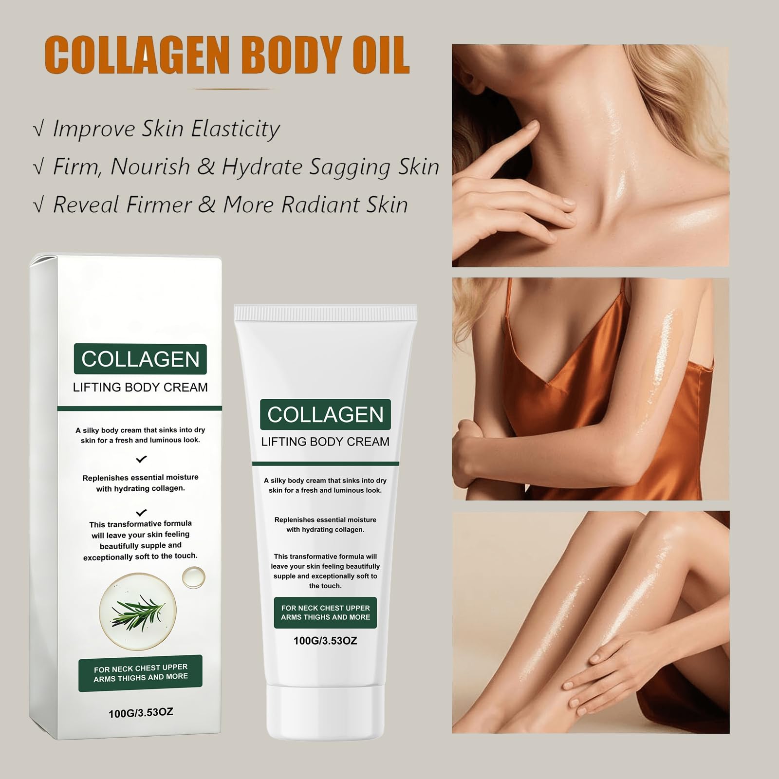 Collagen Body Oil Silk Texture Hydrating Shower Oil, Lifting Firming Body Lotion, Moisturizing Skin Care Oil for Women, Smooth Tightening Daily Body Skin Care (6 Flaschen)