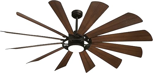 Miniatura 1 de MINKA-AIRE F870L-TCL/DK Windmolen - Ventilador de techo inteligente para exteriores de 65 pulgadas, motor de CC, luz LED regulable en acabado de