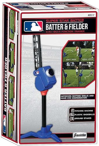 Miniatura 5 de Franklin Sports Máquina de lanzamiento de béisbol – Máquina ajustable de práctica de béisbol para niños – con 6 pelotas de béisbol – ideal para