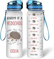 Vista 22 de Hyturtle Botella de agua motivacional personalizada para amantes de los erizos de 32 onzas, 1 litro, fácil de distraer con erizos, botella de agua
