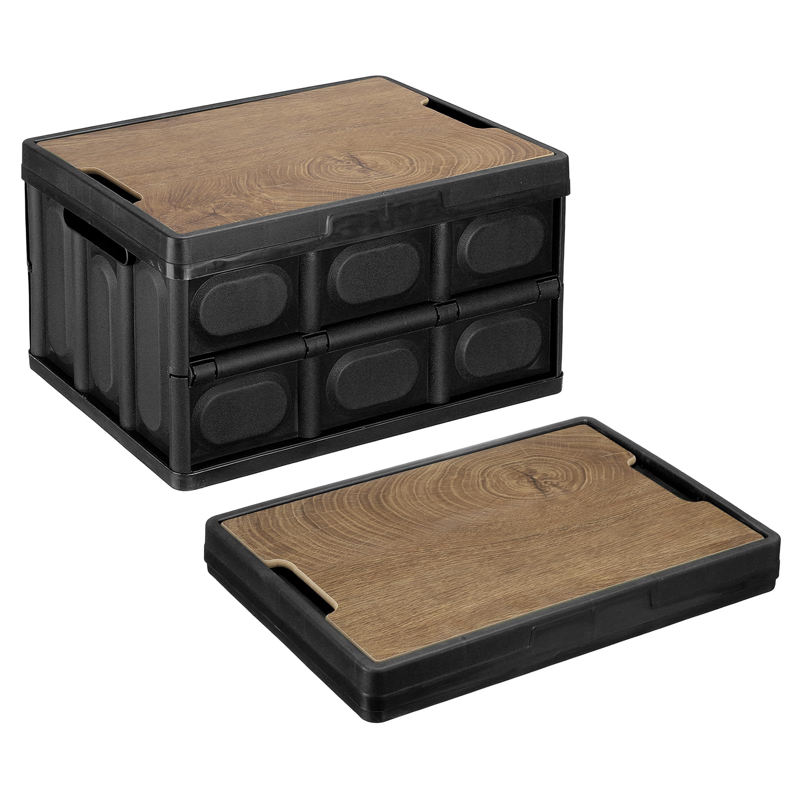 QUARKZMAN 1Pcs Contenitori Di Archiviazione Con Coperchio 26.4 Quart Contenitore Pieghevole Con Maniglie Scatola Ripiegabile Contenitore Impilabile Per Campeggio Auto Cam E Ufficio (Nero)