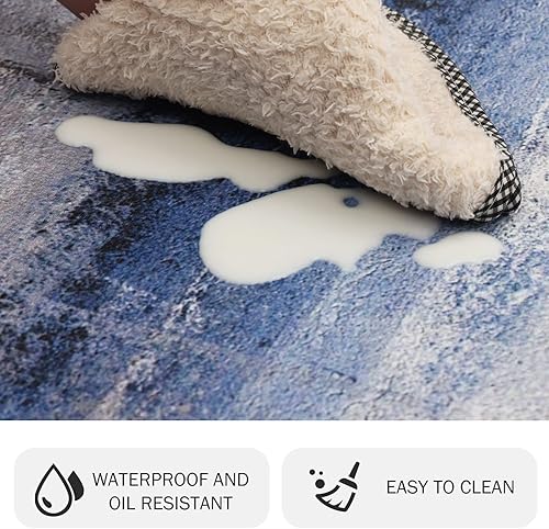 Miniatura 3 de MAYHMYO Tapete de cocina azul, tapete de cocina antifatiga, acolchado, antideslizante, impermeable, tapete de cocina de espuma viscoelástica, tapete