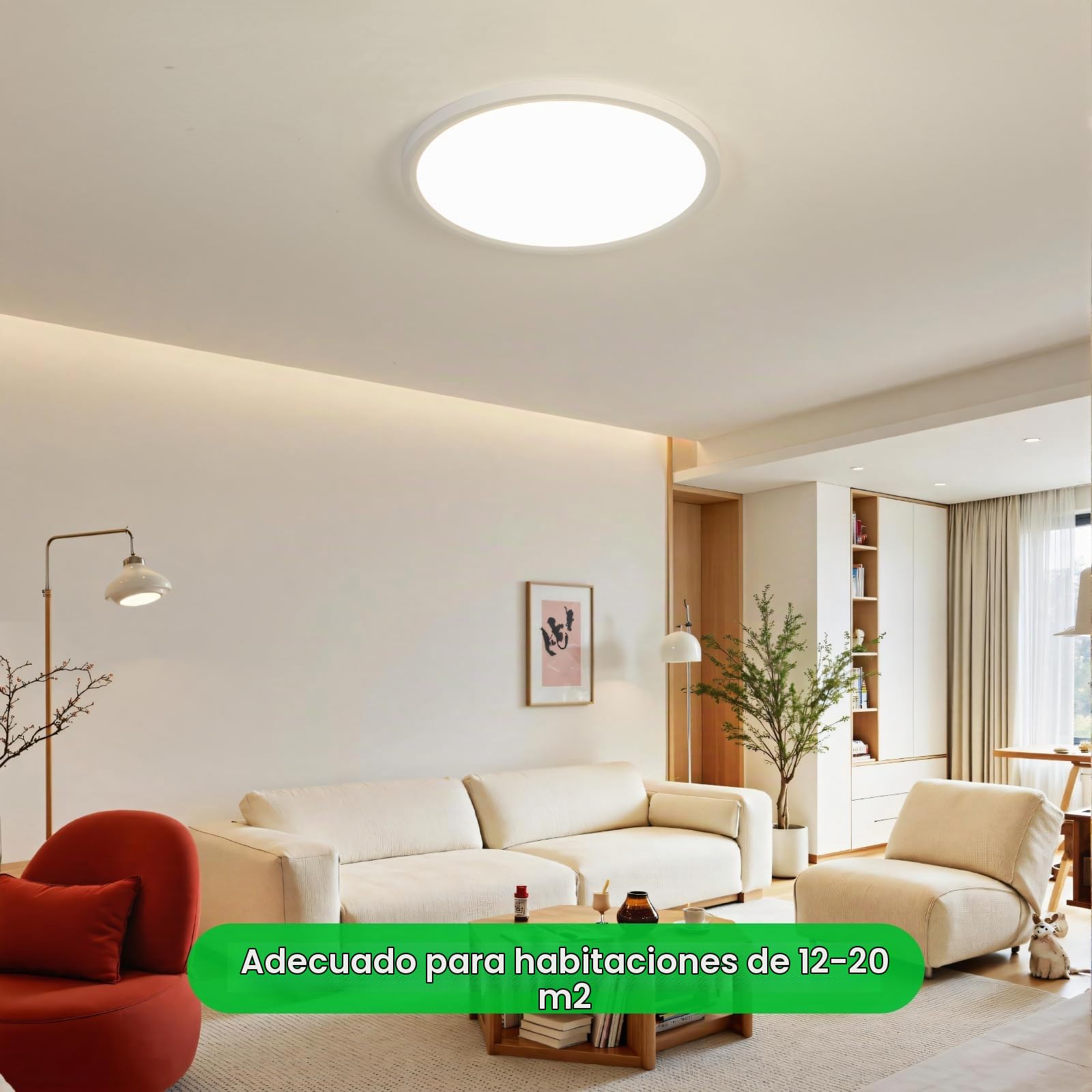 OTREN Plafon LED Techo Regulable 52W 50CM con Mando, Modo Nocturno y Memoria, 3000K–6500K, IP44 Impermeable Lámpara de Techo para Dormitorio, Salón, Cocina y Baño