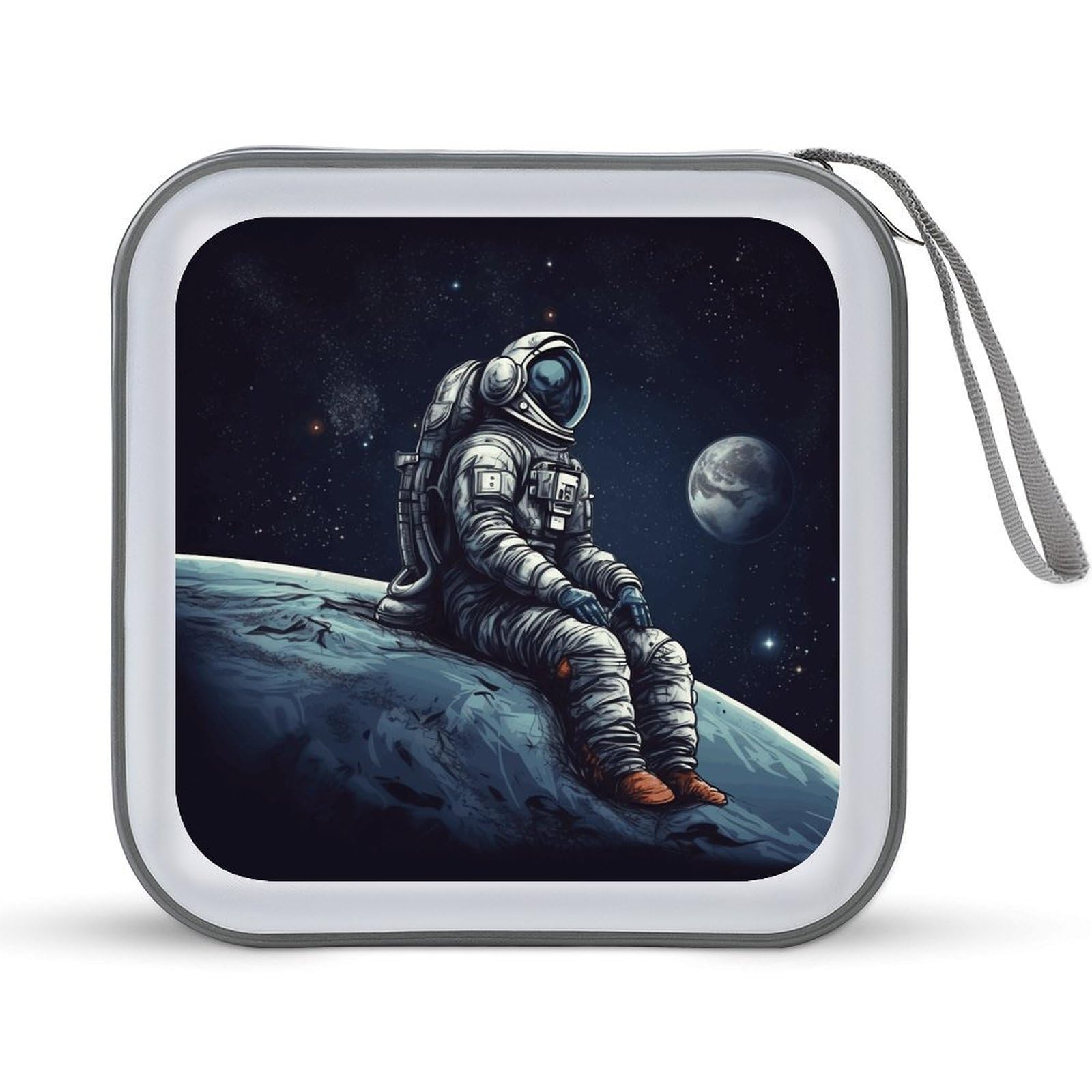 VstaDank Astronaut Space CD Case DVD Holder Storage Portable Portable Binder Holder Wallet Large Storage Disc Wallet Bag Hard Plastic DVD Disc Case Large Media Binder 40 Capacity