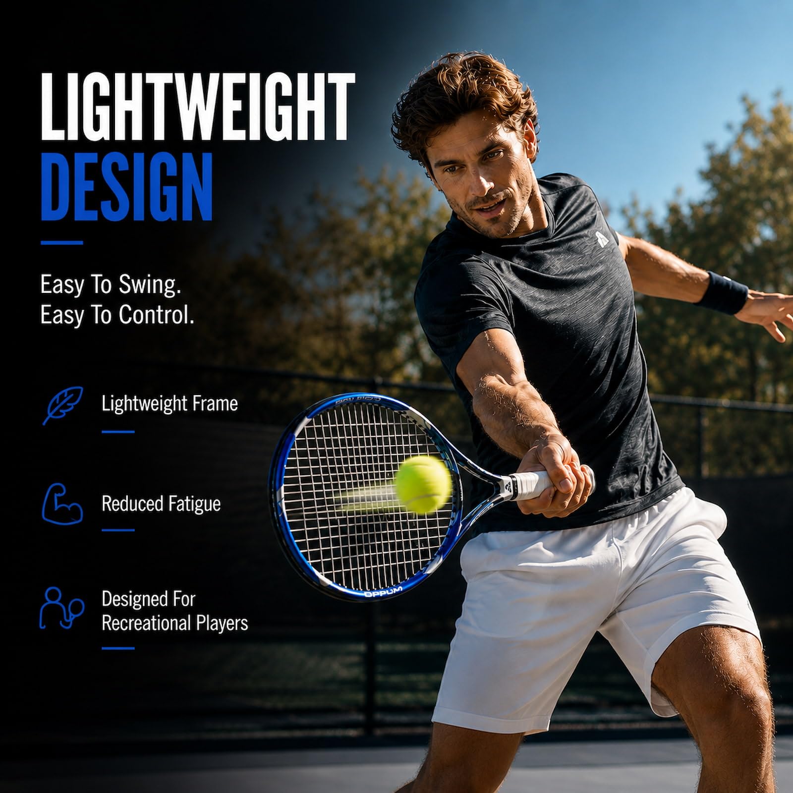 PRO-500 - Raquetas de tenis para adultos, paquete de 2 raquetas preencordadas para principiantes e intermedios con bolsa de transporte y 2 pelotas, cabeza de gran tamaño de 105 pulgadas