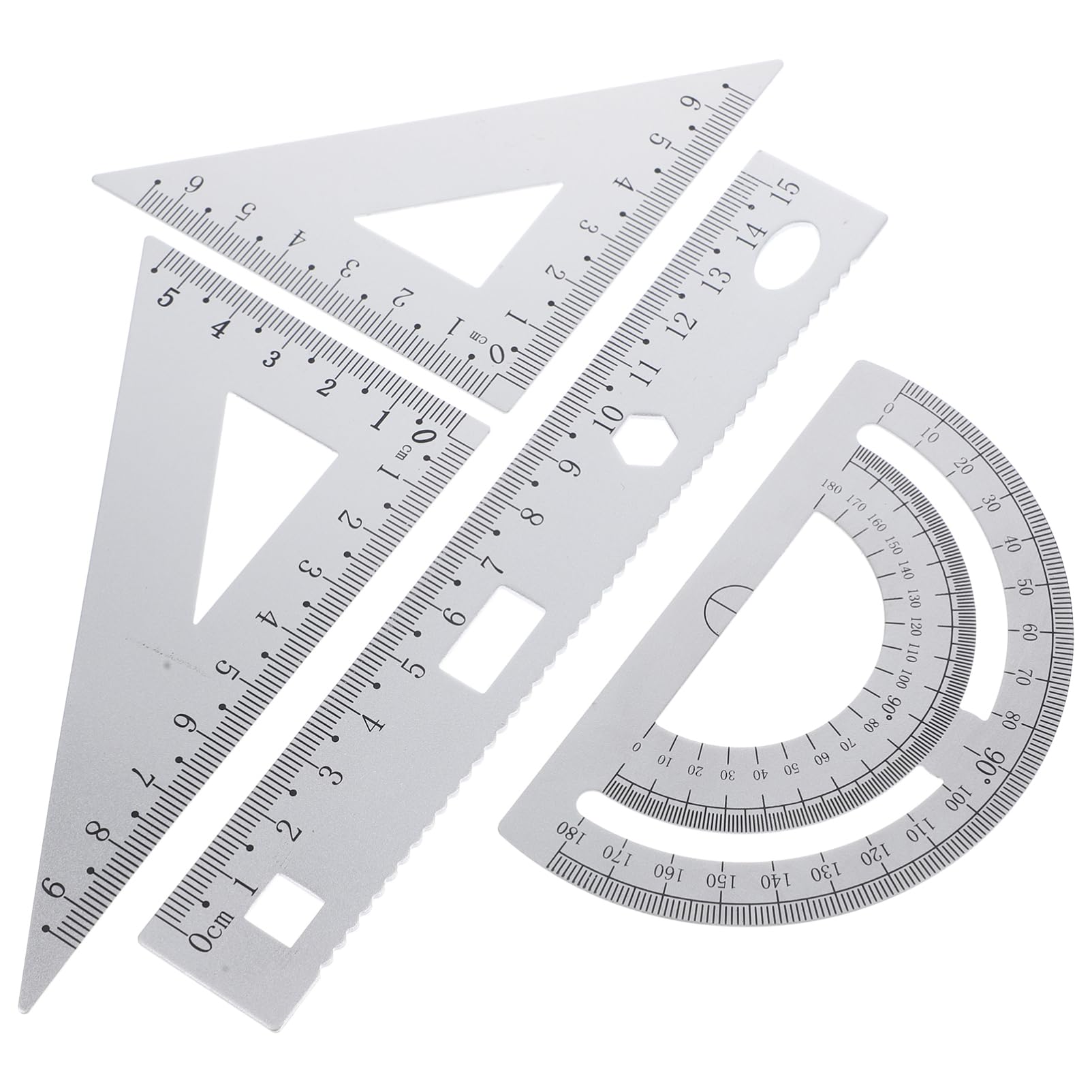 Set Squadre Metallo 4 Pezzi Lega di Alluminio, Sturdy Metal Ruler | Calculation Ruler, Office Drafting Tools, Small Engineering Ruler, High School Supplies, Back To School Party
