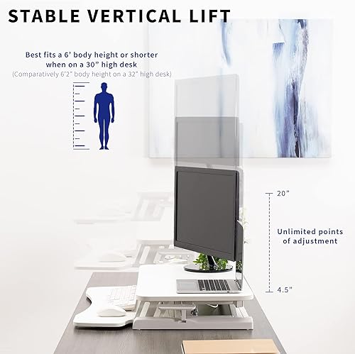 Vista 206 de VIVO DESK-V026KP - Convertidor de escritorio de 26 pulgadas, serie K, elevador de altura ajustable, para monitores y laptops, bandeja ancha