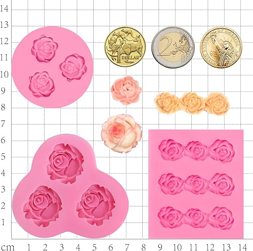 Miniatura 3 de Funshowcase Molde de silicona de caramelo de fondant de rosas de tamaño mini para decoración de pasteles Sugarcraft, decoración de cupcakes, arcilla