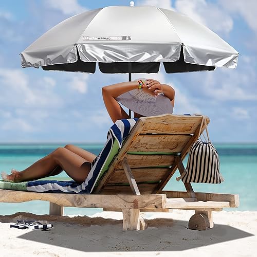 Miniatura 8 de Prospo Sombrilla para silla de playa con abrazadera ajustable universal, protección UV, sombrilla para exteriores, cochecitos, sillas de ruedas,