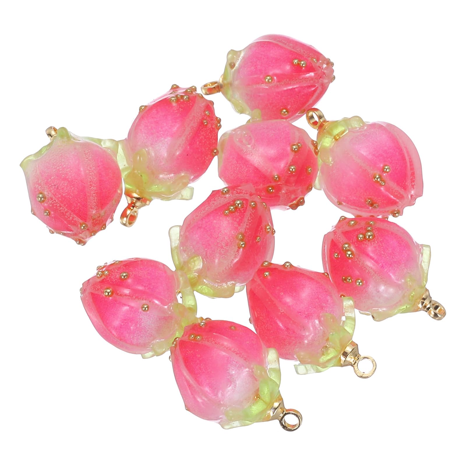 PATIKIL 0.6x0.4 Flower Beads, 10Pcs Acrylic Flower Buds Beads Mini Rose Charm for Bracelets, Earrings, Necklaces, Jewelry Making and DIY Crafts, Rose Red-image-8