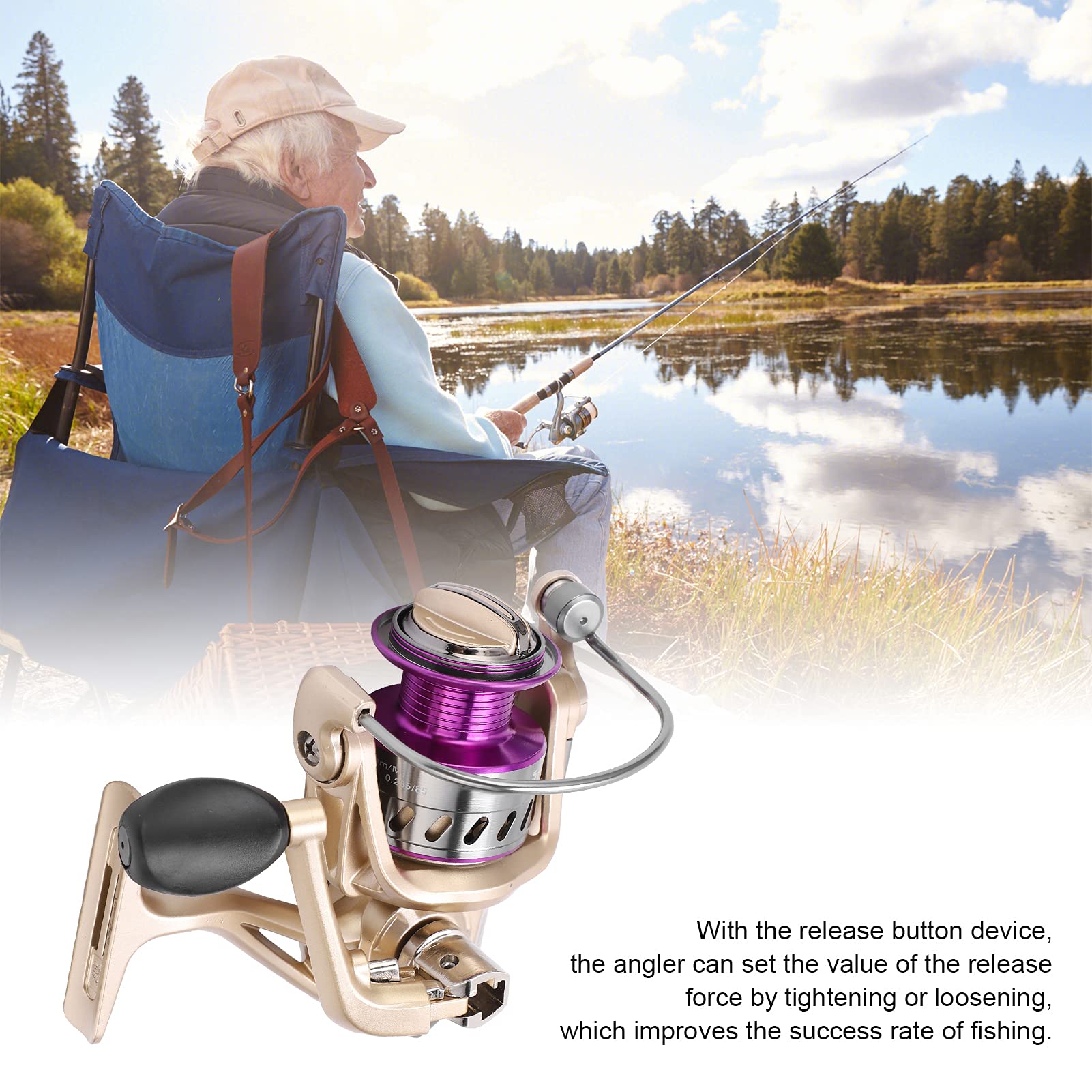 Moulinet Spinning avec Tasse en métal, roulements Lisses pour la pêche, Main Gauche et Droite, Interchangeable, 5.2:1 5 + 1BB